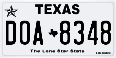 TX license plate DOA8348