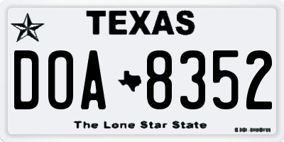 TX license plate DOA8352