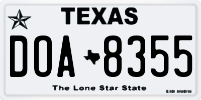 TX license plate DOA8355
