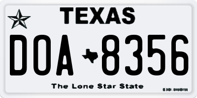 TX license plate DOA8356