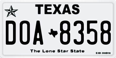 TX license plate DOA8358
