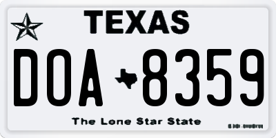 TX license plate DOA8359