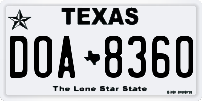 TX license plate DOA8360