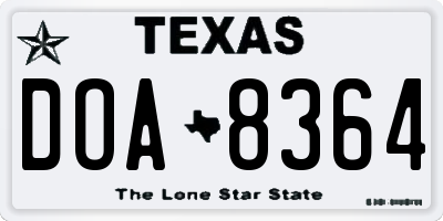 TX license plate DOA8364