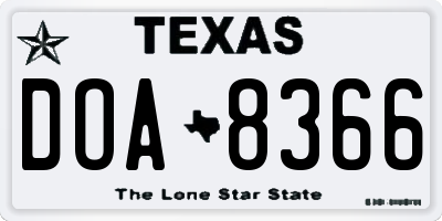 TX license plate DOA8366