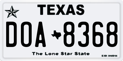 TX license plate DOA8368