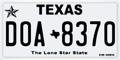 TX license plate DOA8370
