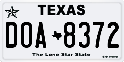 TX license plate DOA8372