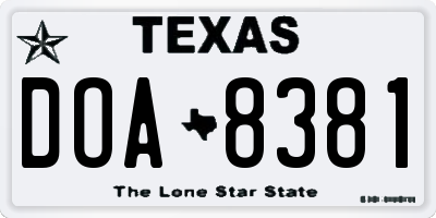 TX license plate DOA8381