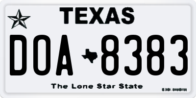 TX license plate DOA8383