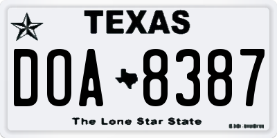 TX license plate DOA8387