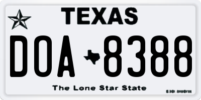 TX license plate DOA8388