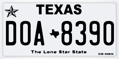 TX license plate DOA8390