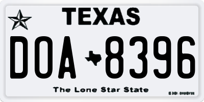 TX license plate DOA8396