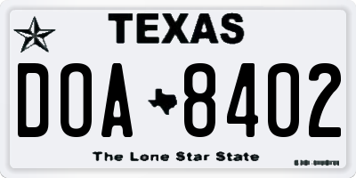 TX license plate DOA8402