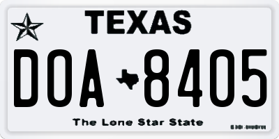 TX license plate DOA8405