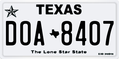 TX license plate DOA8407