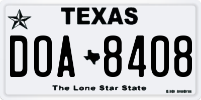 TX license plate DOA8408