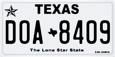 TX license plate DOA8409