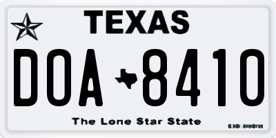 TX license plate DOA8410