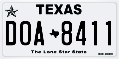 TX license plate DOA8411