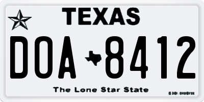 TX license plate DOA8412