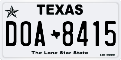 TX license plate DOA8415