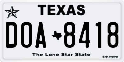 TX license plate DOA8418