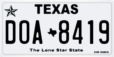 TX license plate DOA8419