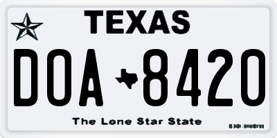 TX license plate DOA8420