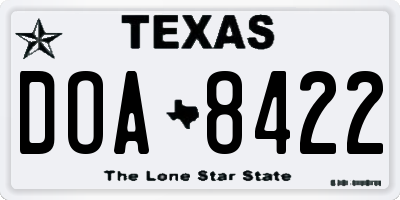 TX license plate DOA8422