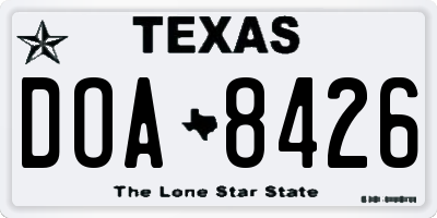 TX license plate DOA8426