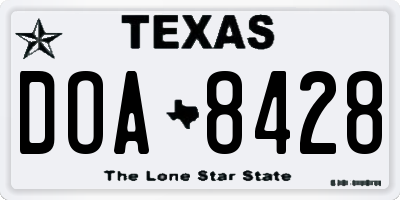 TX license plate DOA8428
