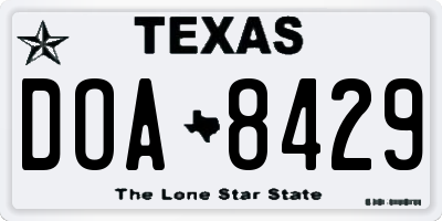 TX license plate DOA8429