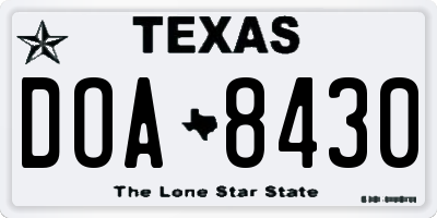 TX license plate DOA8430