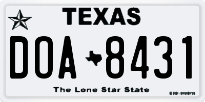TX license plate DOA8431