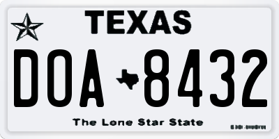 TX license plate DOA8432