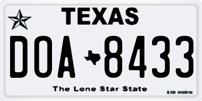 TX license plate DOA8433