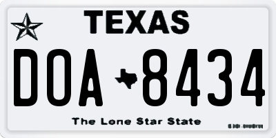 TX license plate DOA8434