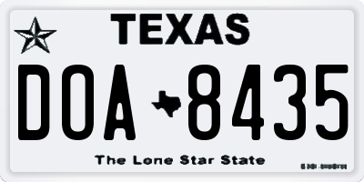 TX license plate DOA8435