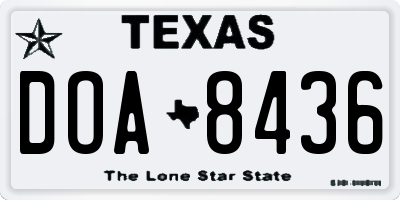 TX license plate DOA8436
