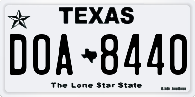 TX license plate DOA8440