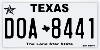 TX license plate DOA8441