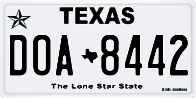 TX license plate DOA8442