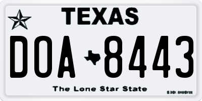 TX license plate DOA8443
