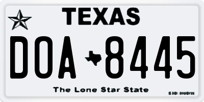 TX license plate DOA8445
