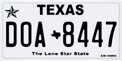 TX license plate DOA8447