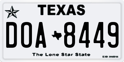 TX license plate DOA8449