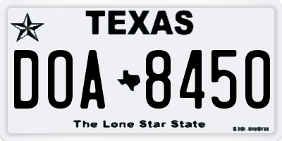 TX license plate DOA8450
