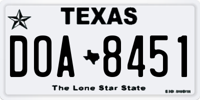 TX license plate DOA8451